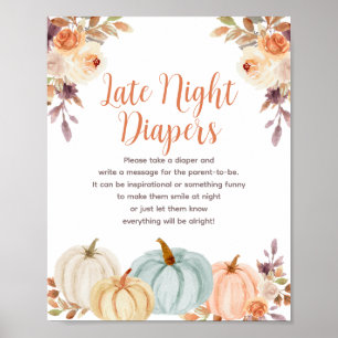 Pumpkin Rustic Blommigt Nattblöjor Poster