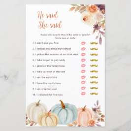 Pumpkin Rustic Blommigt sa att hon sa "Spelkort"