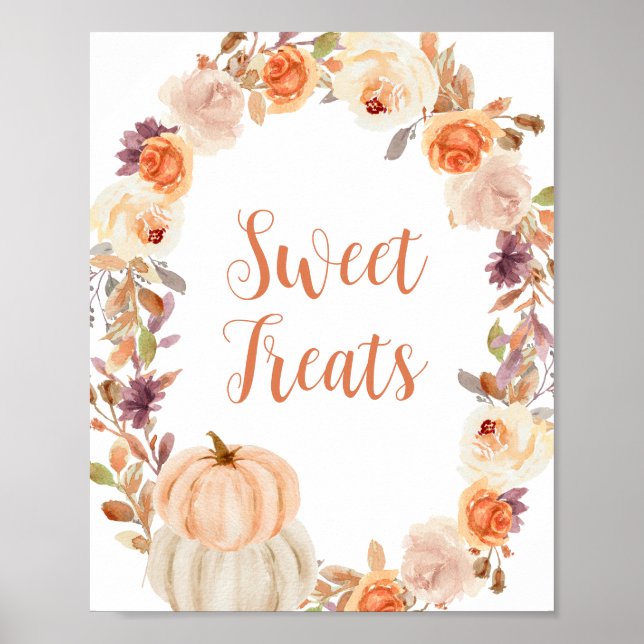 Pumpkin Rustic Blommigt Sweet Treats-tecken Poster (Framsidan)