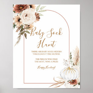 Pumpkin Rustic Boho faller i kärlek Baby Sock Hunt Poster