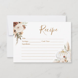 Pumpkin Rustic Boho faller in kärlek-receptkort