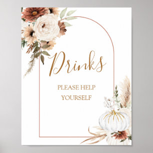 Pumpkin Rustic Boho sjunker i Kärlek Drinks-skylt Poster