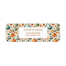 Pumpkin Rustic Fall & Höst löv Säsong Mail Returadress Etikett