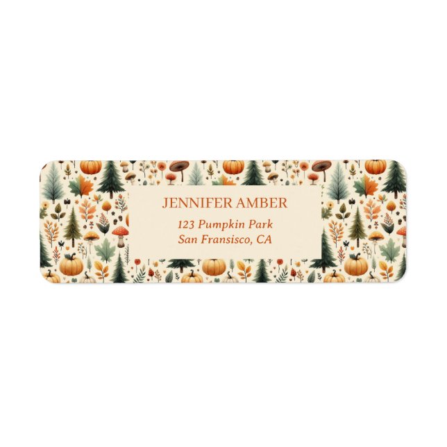 Pumpkin Rustic Fall & Höst löv Säsong Mail Returadress Etikett (Framsidan)