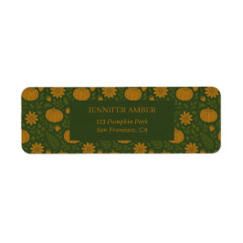 Pumpkin Rustic Fall & Höst löv Säsong Mail Returadress Etikett