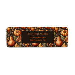 Pumpkin Rustic Fall & Höst löv Säsong Mail Returadress Etikett