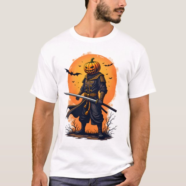 Pumpkin Samurai � Halloween Warrior T-Shirt (Framsida)