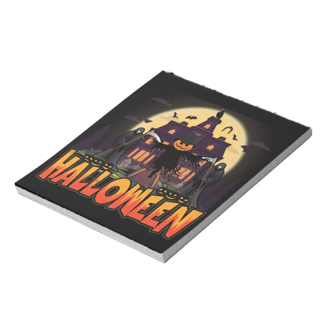 Pumpkin Scary House, Halloween Anteckningsblock (Roterad)