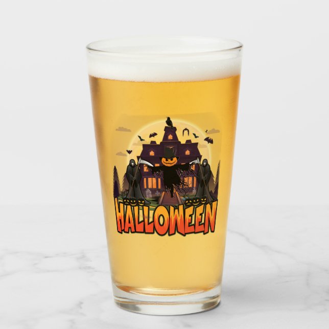 Pumpkin Scary House, Halloween Glaskopp (Framsida fylld)