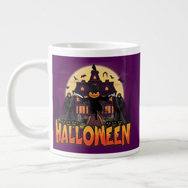 Pumpkin Scary House, Halloween Jumbo Mugg (Vänster)
