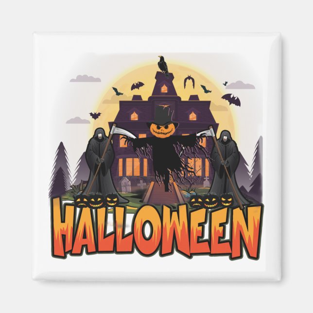 Pumpkin Scary House, Halloween Magnet (Framsidan)