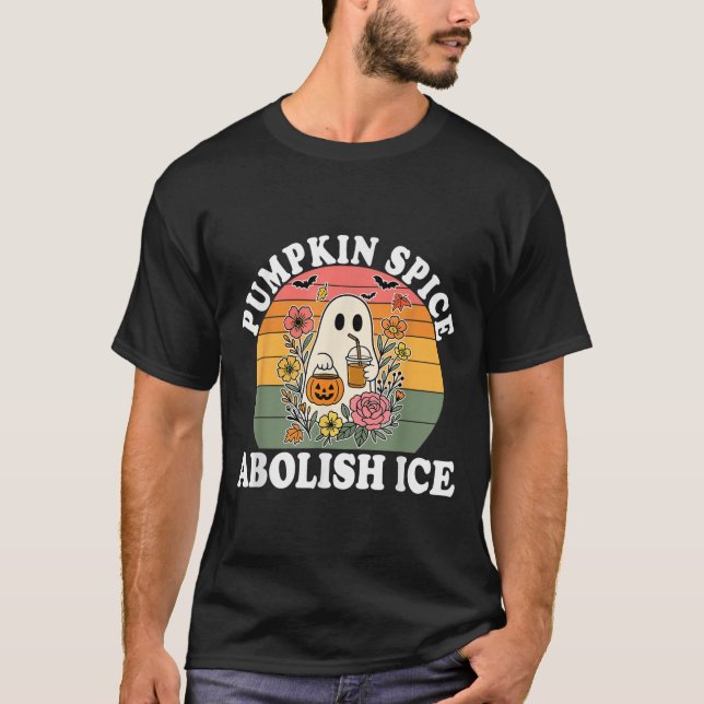 Pumpkin Sce Abolish Ice Halloween Design  T Shirt (Framsida)