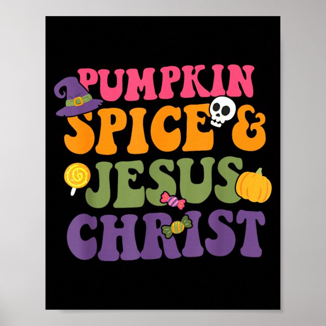 Pumpkin Sce &amp; Je-sus Christ Funny Christian Ha Poster (Framsidan)