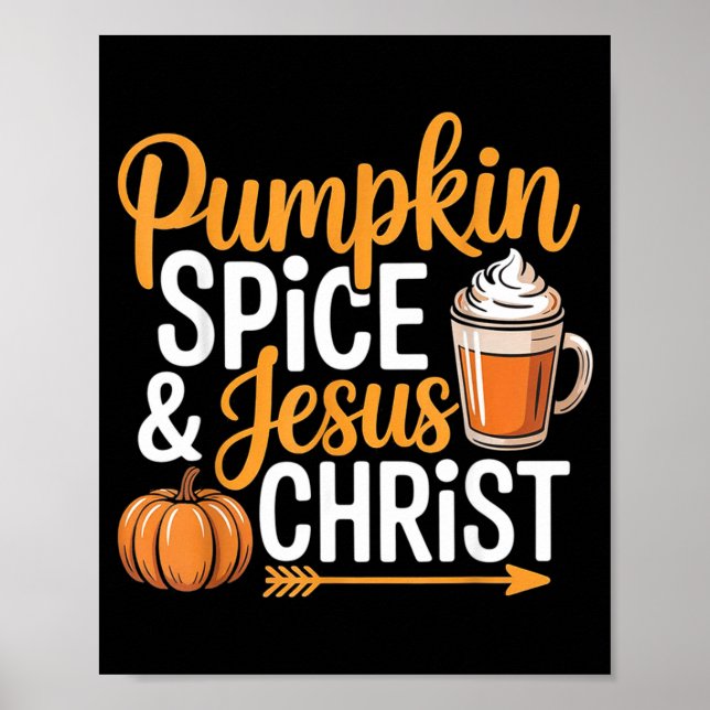 Pumpkin Sce And Jesus Christ Christian Fall Autumn Poster (Framsidan)