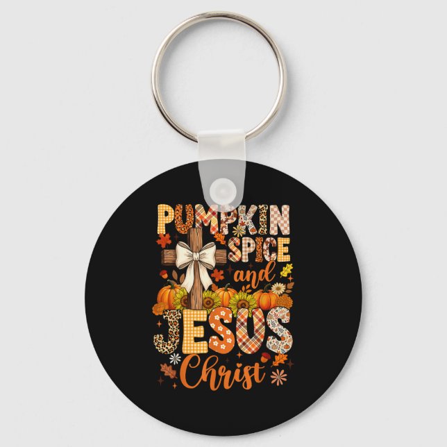 Pumpkin Sce And Jesus Christ Funny Fall Christian  Nyckelring (Framsida)