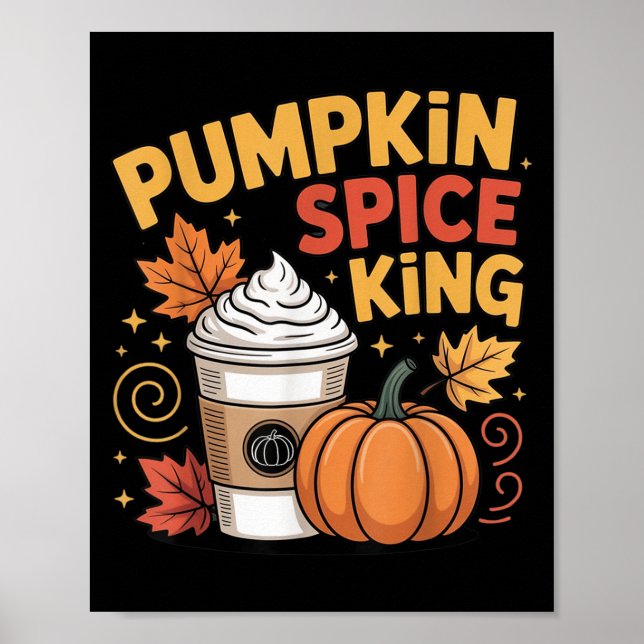 Pumpkin Sce Kung Cute Fall Coffee Design Poster (Framsidan)