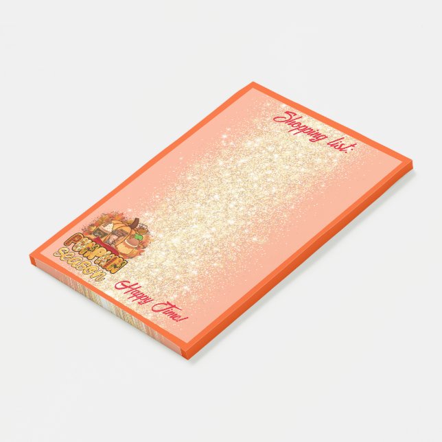 Pumpkin Season Autumn Anpassa text och Färg Post-it Block (Vinklad)