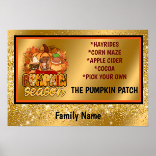 Pumpkin Season Autumn Anpassa text och Färg Poster