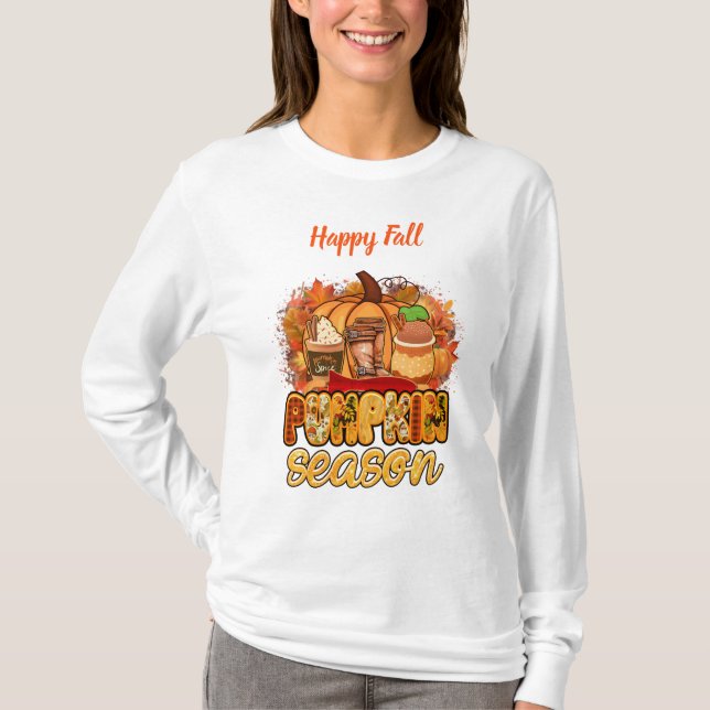 Pumpkin Season Autumn Anpassa text T Shirt (Framsida)
