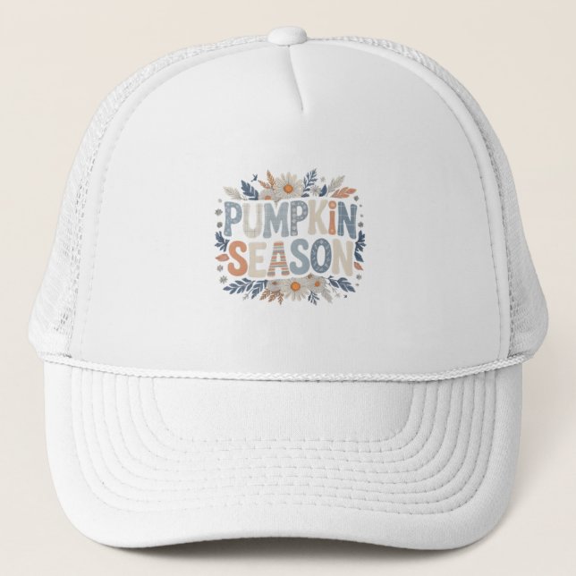 Pumpkin Season – Blue Floral Retro casquette Keps (Framsida)