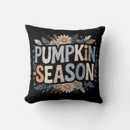 Pumpkin Season – Blue Floral Retro Coussin Kudde