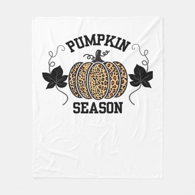 Pumpkin Season Cheetah Skriv ut Pumpkin Fall Desig Fleecefilt (Framsidan)