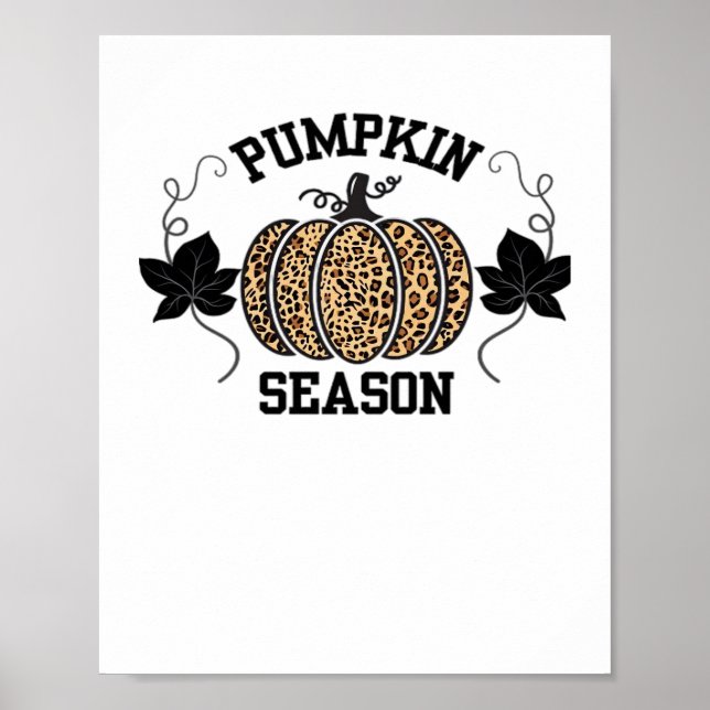 Pumpkin Season Cheetah Skriv ut Pumpkin Fall Desig Poster (Framsidan)
