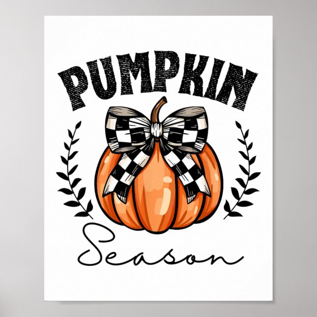 Pumpkin Season Coquette Pumpkin Bow Halloween Spoo Poster (Framsidan)