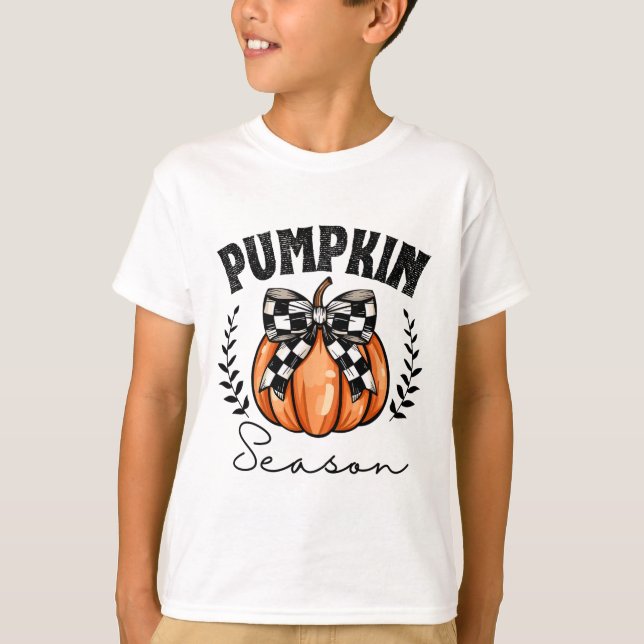 Pumpkin Season Coquette Pumpkin Bow Halloween Spoo T Shirt (Framsida)