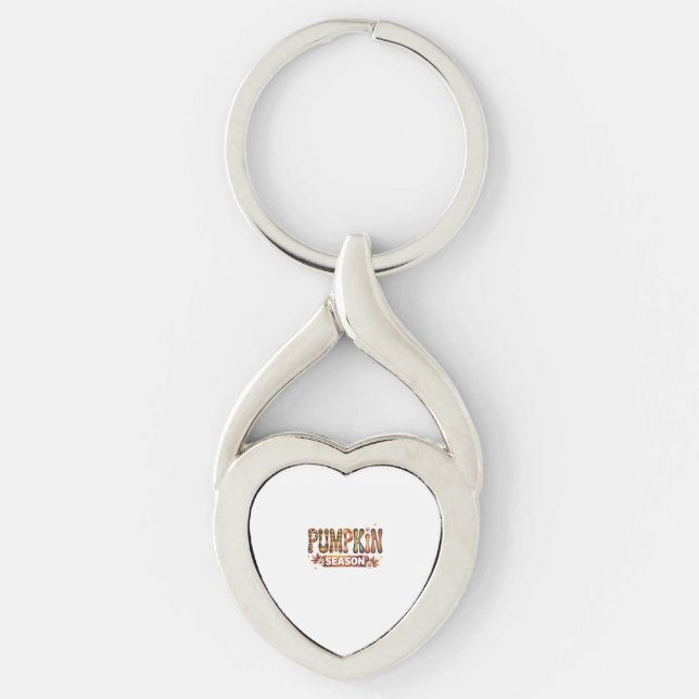Pumpkin Season Fall Boho Twisted Heart Silverfärgad Nyckelring (Framsidan)