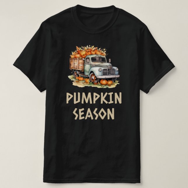 Pumpkin Season Fall Höst löv T Shirt (Design framsida)