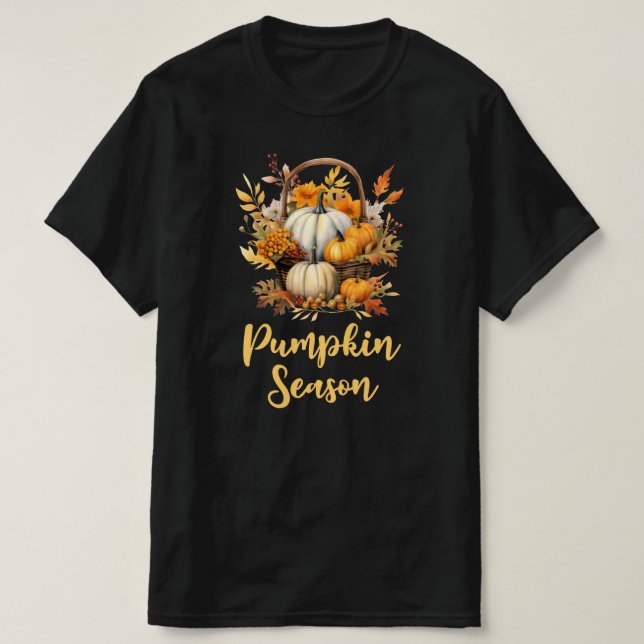 Pumpkin Season Fall Höst löv T Shirt (Design framsida)