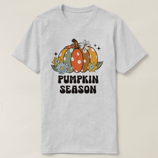 Pumpkin Season Fall Höst löv T Shirt (Design framsida)
