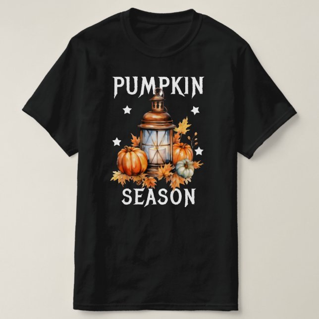 Pumpkin Season Fall Höst löv T Shirt (Design framsida)