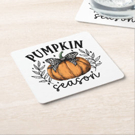 Pumpkin Season Fall Thanksgiving Party Underlägg Papper Kvadrat