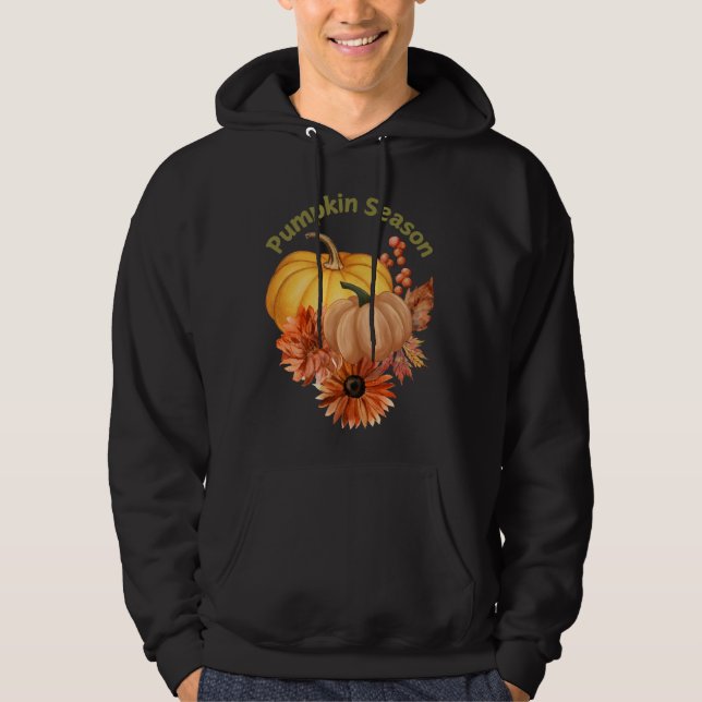 Pumpkin Season Hoodie med Autumn Flowers (Framsida)
