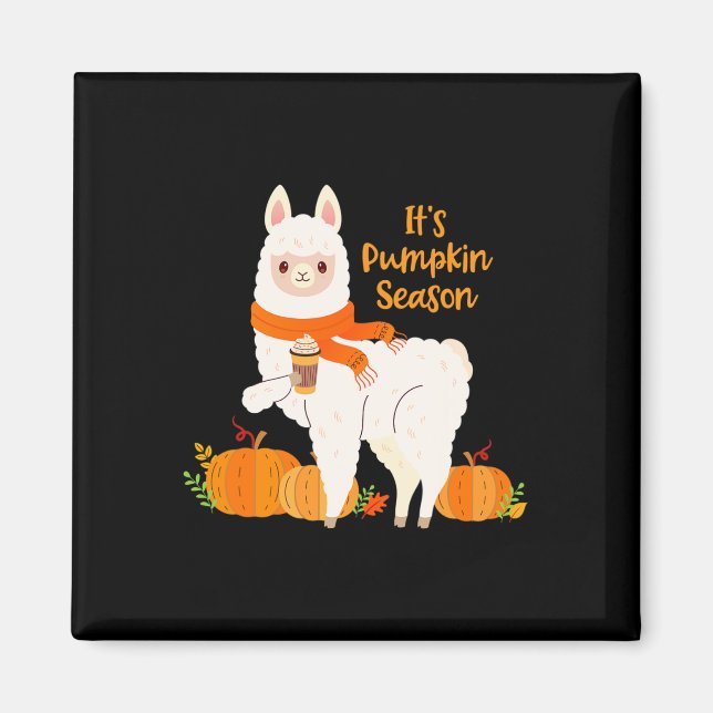 Pumpkin Season Llama Höst löv Fall Gift Magnet (Framsidan)
