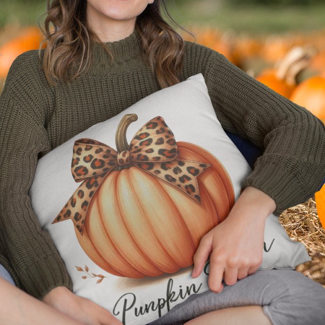 Pumpkin Season-orangens vattenfärgsfall Kudde (Pumpkin Season orange watercolor fall Throw Pillow)