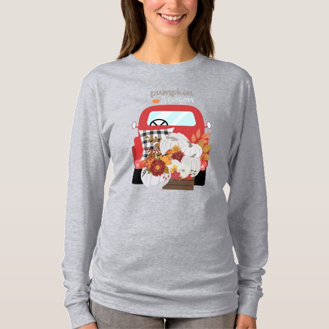 Pumpkin Season Pickupare Lastbil T Shirt (Framsida)