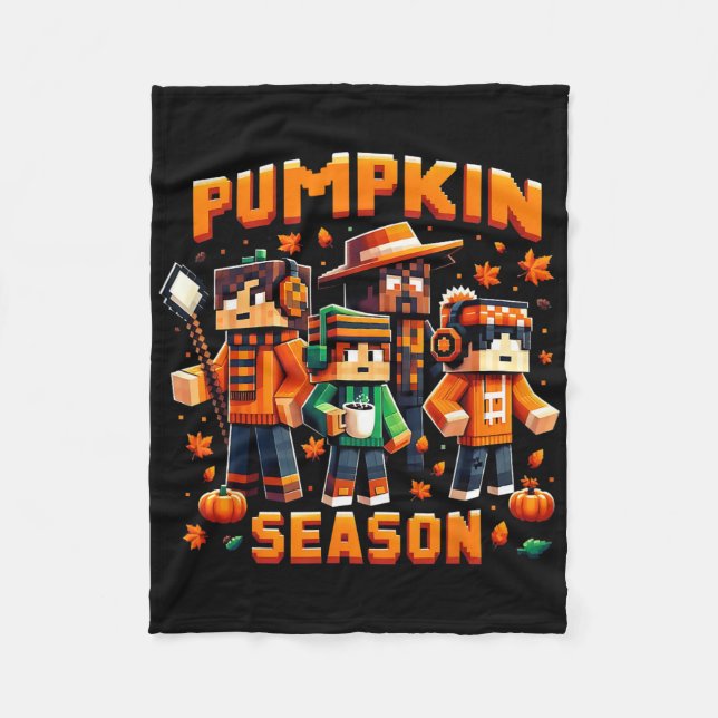 Pumpkin Season Pixel Gaming Fall Gamer Autumn Vibe Fleecefilt (Framsidan)