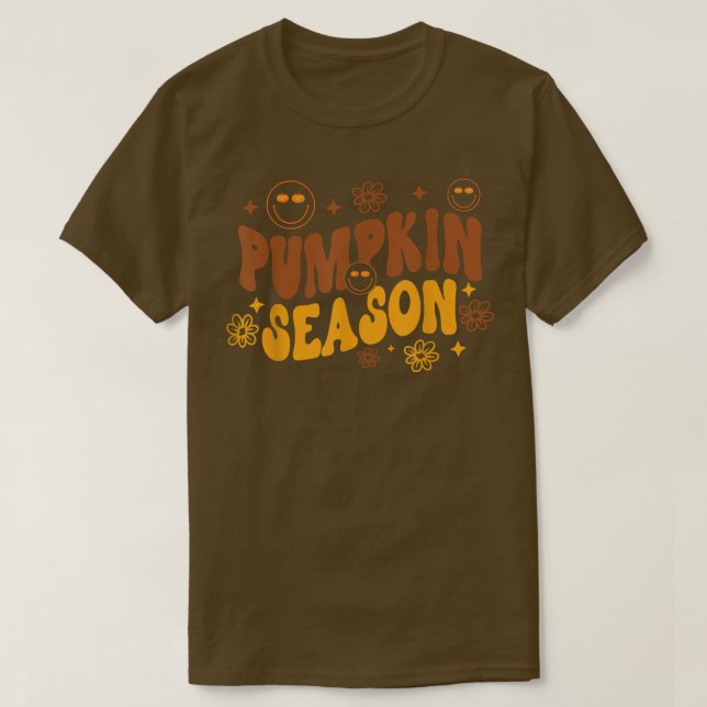 Pumpkin Season Retro Boho Cute Fall Hösten älskare T Shirt (Design framsida)
