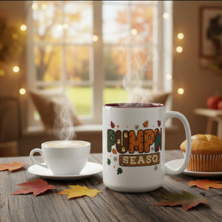 Pumpkin Season Rustic Fall Mysigt Thanksgiving Två-Tonad Mugg