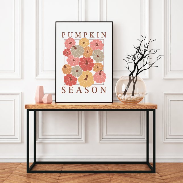 Pumpkin Season Whimsical obildad Poster (Classy yet fun home decor for the fall holiday seasons.)