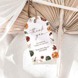 Pumpkin Shower Favor Tag, Fall Neutralt Baby Showe Presentetikett