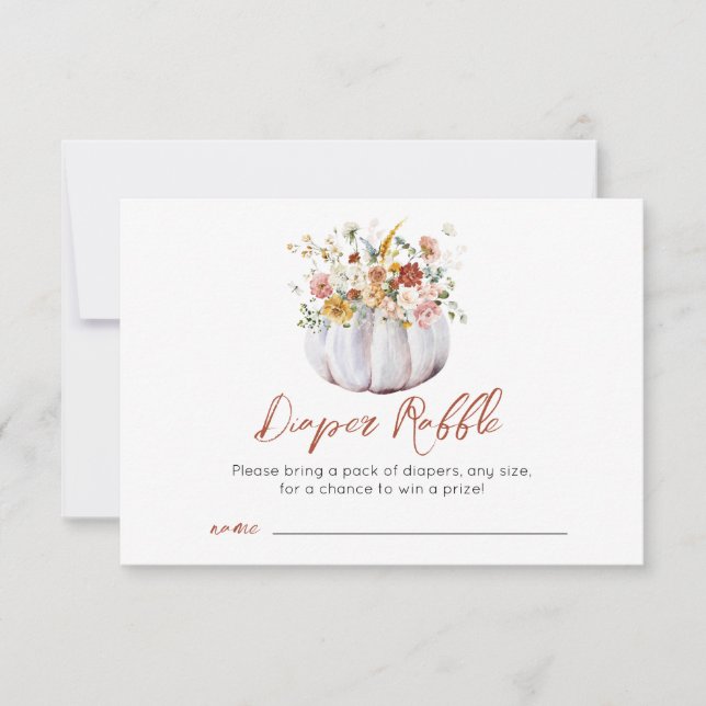 Pumpkin Shower RaffCard för hösten-babyknapp Tack Kort (Framsida)