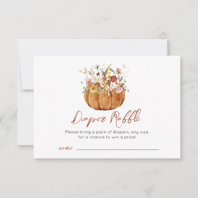Pumpkin Shower RaffCard för hösten-babyknapp Tack Kort (Framsida)