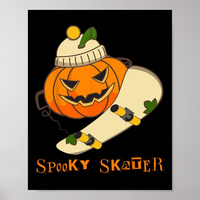 Pumpkin Skateboard Halloween Costume Roligt Skateb Poster (Framsidan)