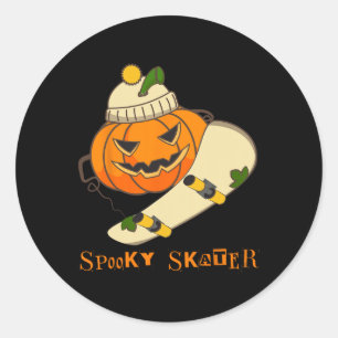 Pumpkin Skateboard Halloween Costume Roligt Skateb Runt Klistermärke