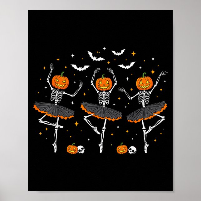 Pumpkin Skeleton Ballerinas Ballet Dance Girls Hal Poster (Framsidan)