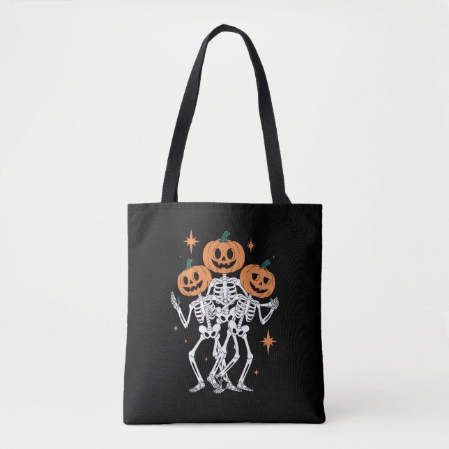 Pumpkin Skeleton Halloween Pumpkin Spooky Season Tygkasse (Framsida)